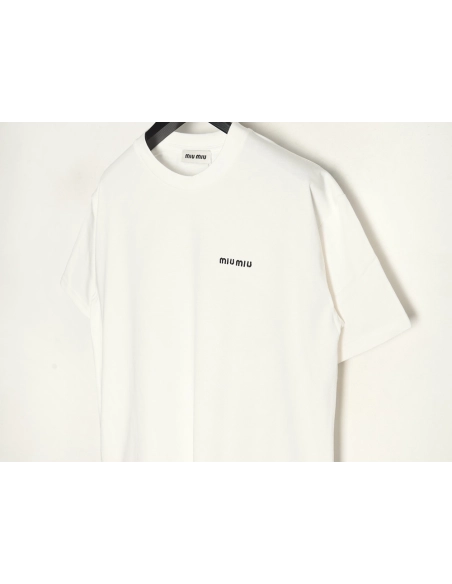 Miu Miu Classic Embroidered Logo Lettering T-Shirt,Miu Miu