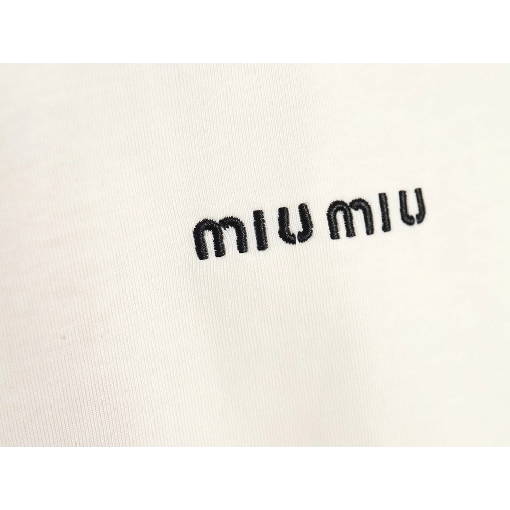 Miu Miu Classic Embroidered Logo Lettering T-Shirt,Miu Miu
