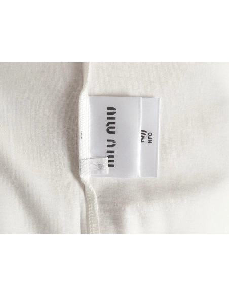 Miu Miu Classic Embroidered Logo Lettering T-Shirt,Miu Miu