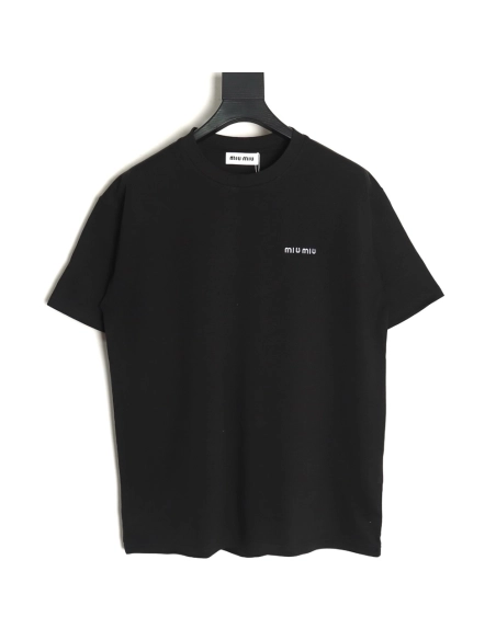 Miu Miu Classic Embroidered Logo Lettering T-Shirt TSK1,Miu Miu