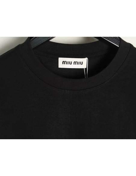 Miu Miu Classic Embroidered Logo Lettering T-Shirt TSK1,Miu Miu