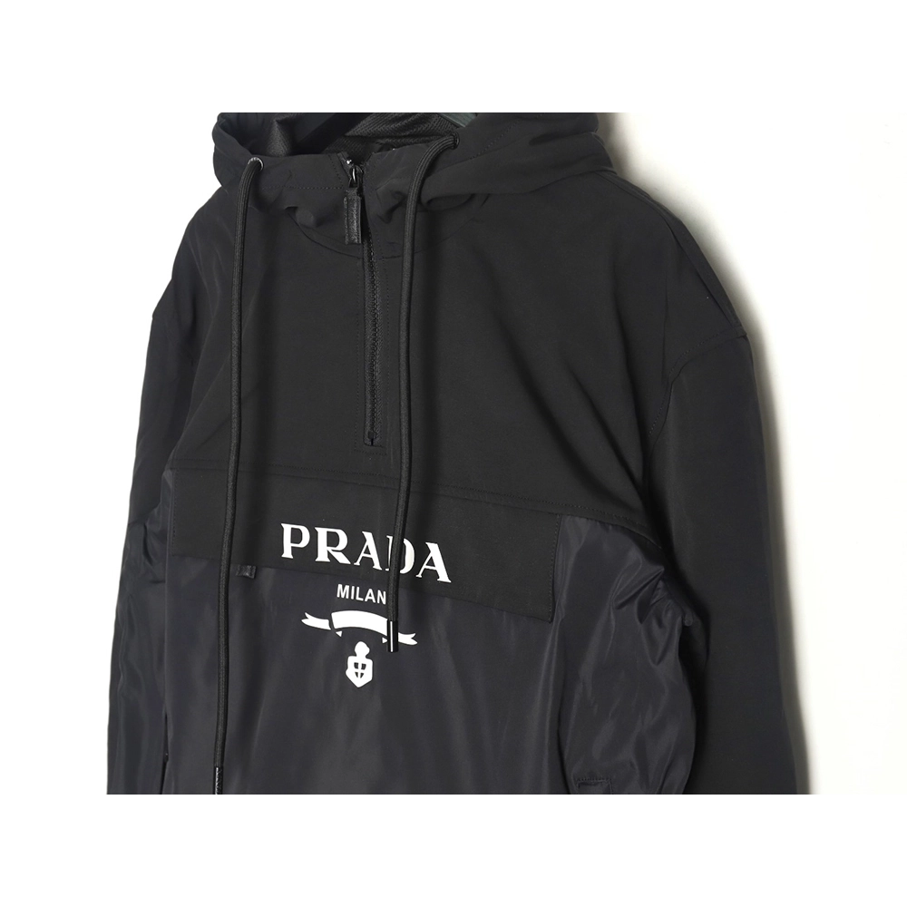 Prada Letters Logo Half Zip Hooded Jacket,Prada