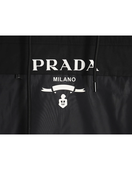 Prada Letters Logo Half Zip Hooded Jacket,Prada