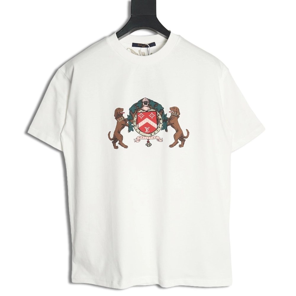 Louis Vuitton Double Dog Logo Short Sleeve T-Shirt,Louis Vuitton