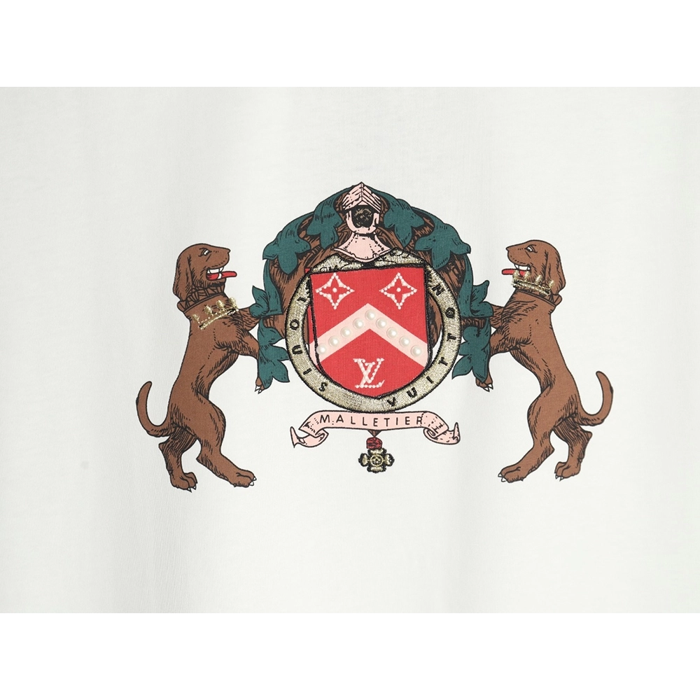Louis Vuitton Double Dog Logo Short Sleeve T-Shirt,Louis Vuitton