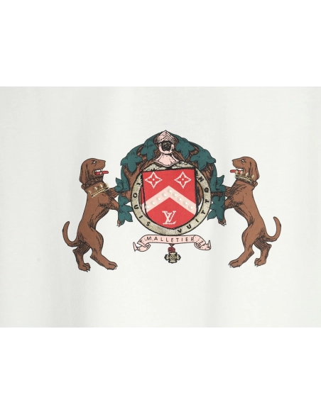 Louis Vuitton Double Dog Logo Short Sleeve T-Shirt,Louis Vuitton