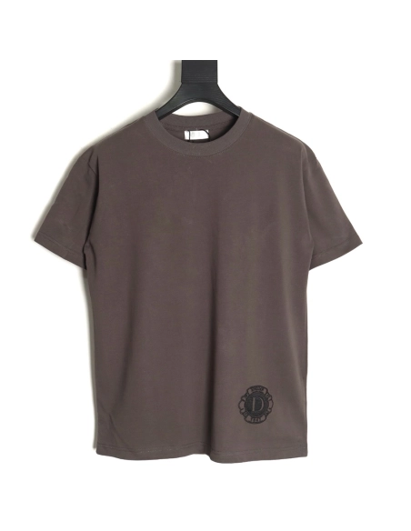 Dior logo pattern embroidered flocked letter T-shirt,Dior