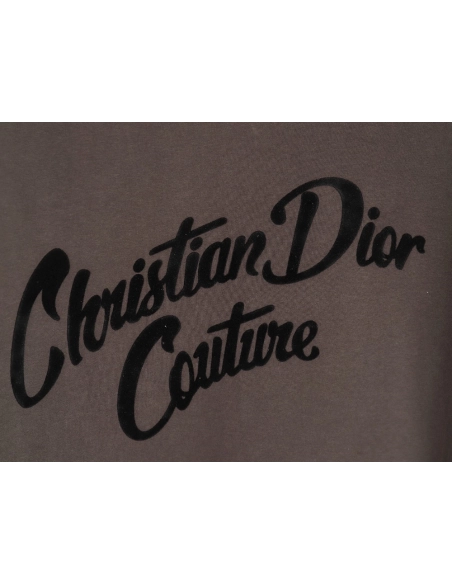 Dior logo pattern embroidered flocked letter T-shirt,Dior