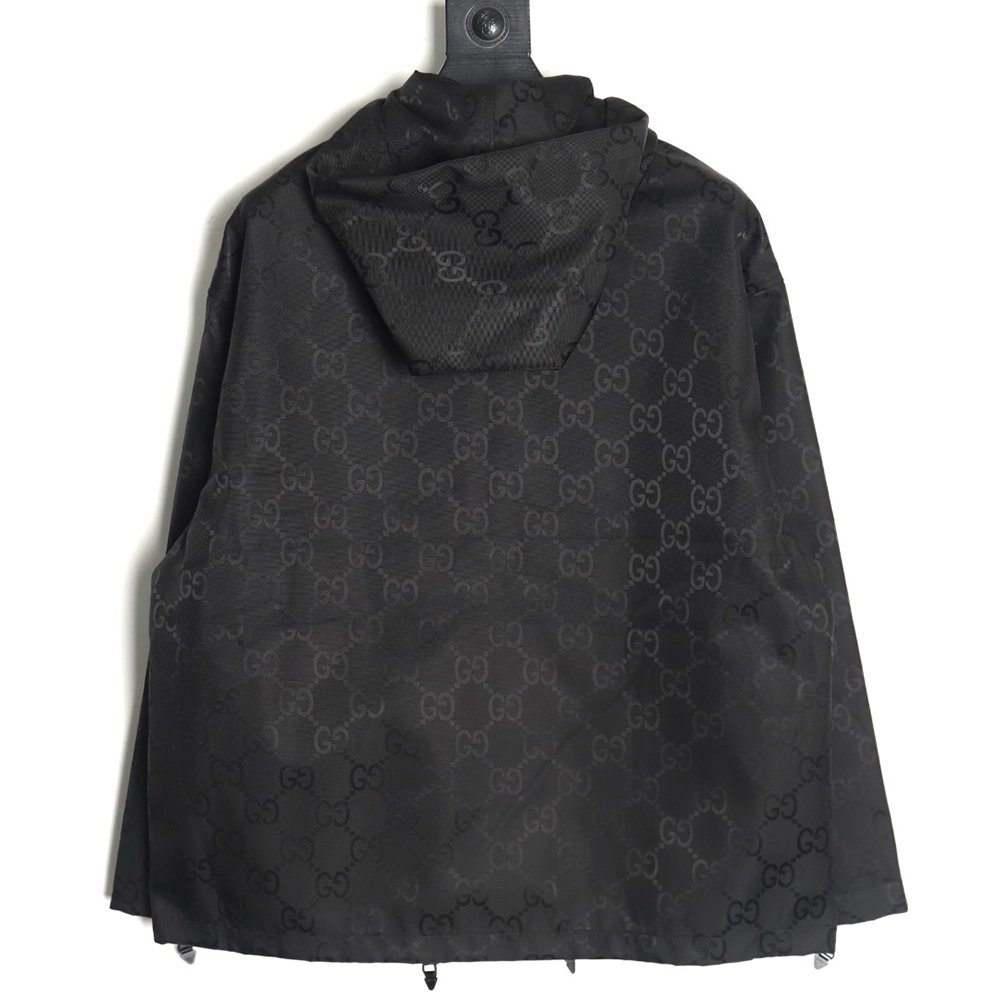 Gucci red and green webbing hooded trench coat,Gucci
