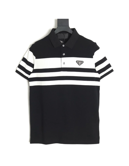 Prada Striped Polo Short Sleeve TSK1,Prada