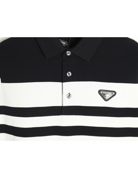 Prada Striped Polo Short Sleeve TSK1,Prada