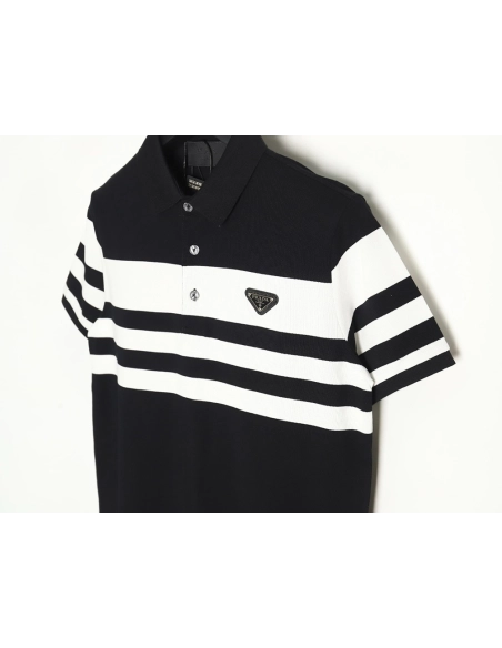 Prada Striped Polo Short Sleeve TSK1,Prada