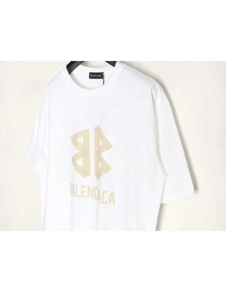 Balenciaga Yellow Tape Double B Letter Short Sleeve,Balenciaga