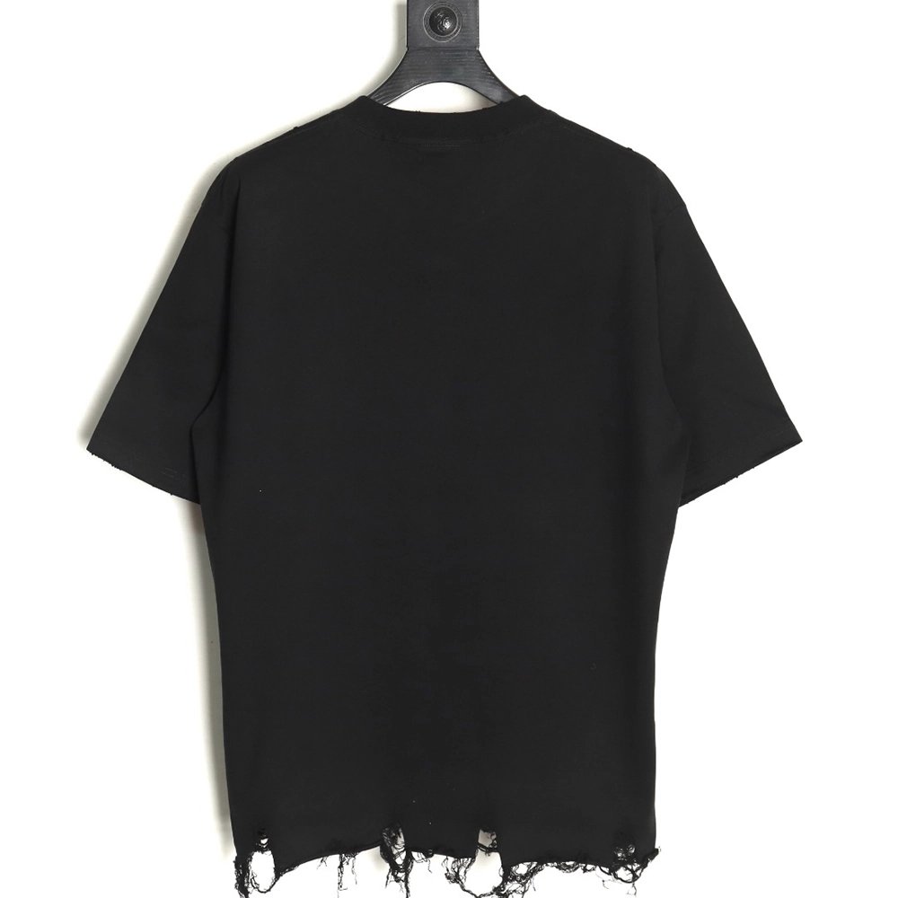 Balenciaga Double Ring LOGO Embroidery Destruction Short Sleeve TShirt,Balenciaga T Shirt,Tshirt,APPAREL