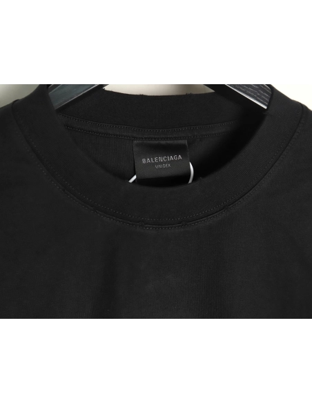 Balenciaga Double Ring LOGO Embroidery Destruction Short Sleeve TShirt,Balenciaga T Shirt,Tshirt,APPAREL