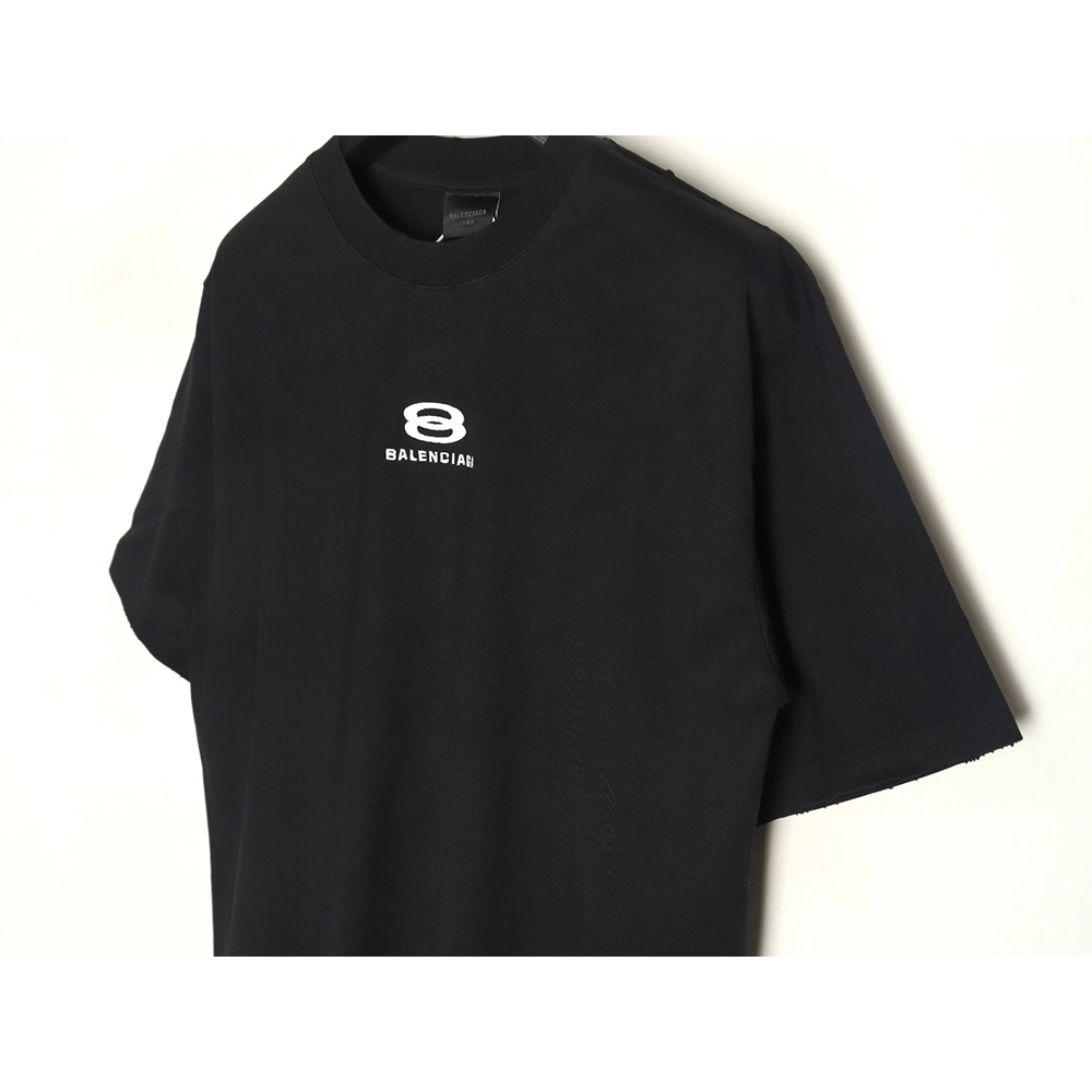 Balenciaga Double Ring LOGO Embroidery Destruction Short Sleeve TShirt,Balenciaga T Shirt,Tshirt,APPAREL