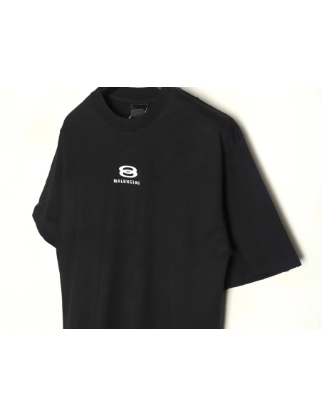 Balenciaga Double Ring LOGO Embroidery Destruction Short Sleeve TShirt,Balenciaga T Shirt,Tshirt,APPAREL