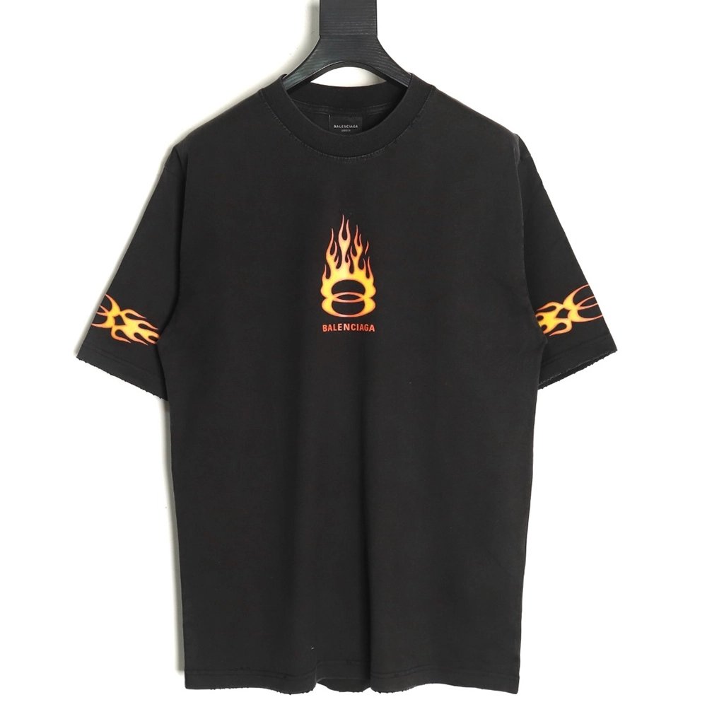 Balenciaga flame print short sleeve Tshirt,Balenciaga T Shirt,Tshirt,APPAREL