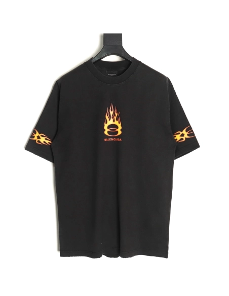 Balenciaga flame print short sleeve Tshirt,Balenciaga T Shirt,Tshirt,APPAREL