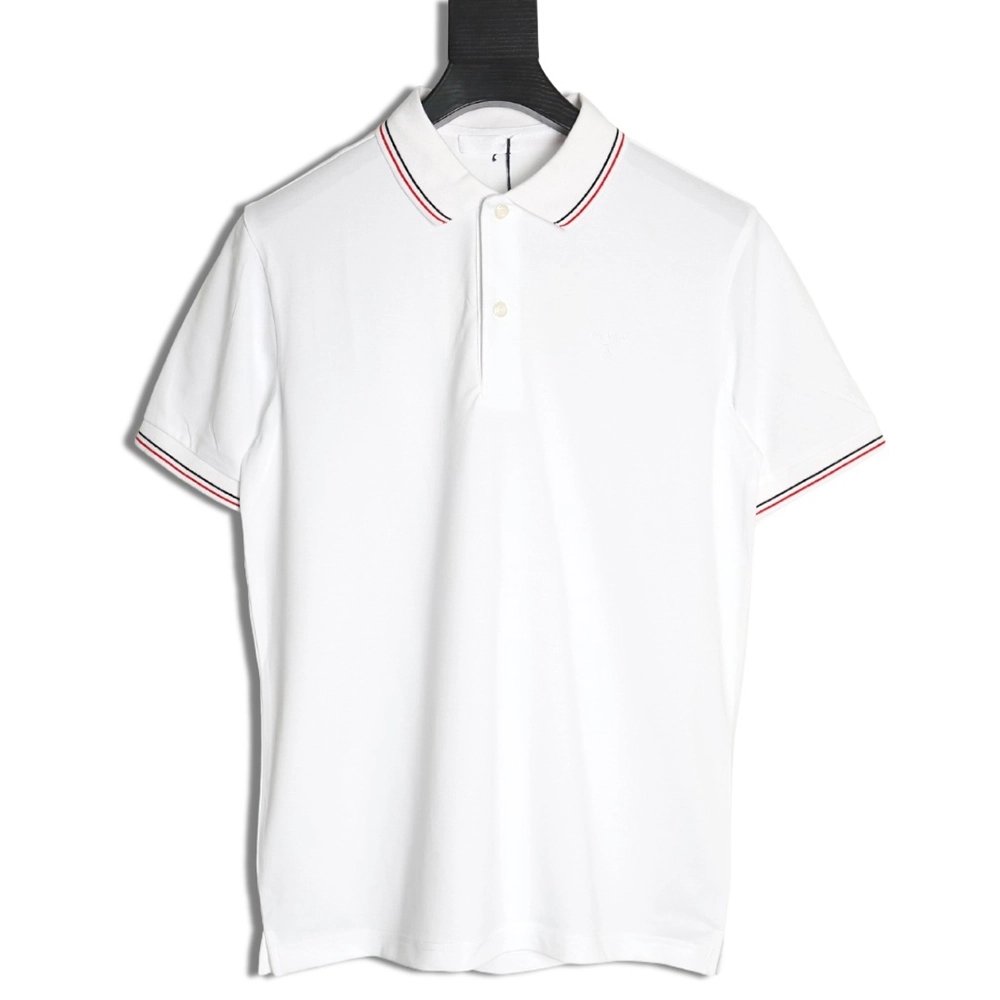 Prada small embroidered logo red edge shortsleeved polo shirt,Prada Shirt,Shirt,APPAREL
