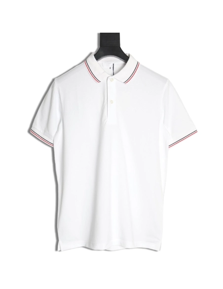 Prada small embroidered logo red edge shortsleeved polo shirt,Prada Shirt,Shirt,APPAREL