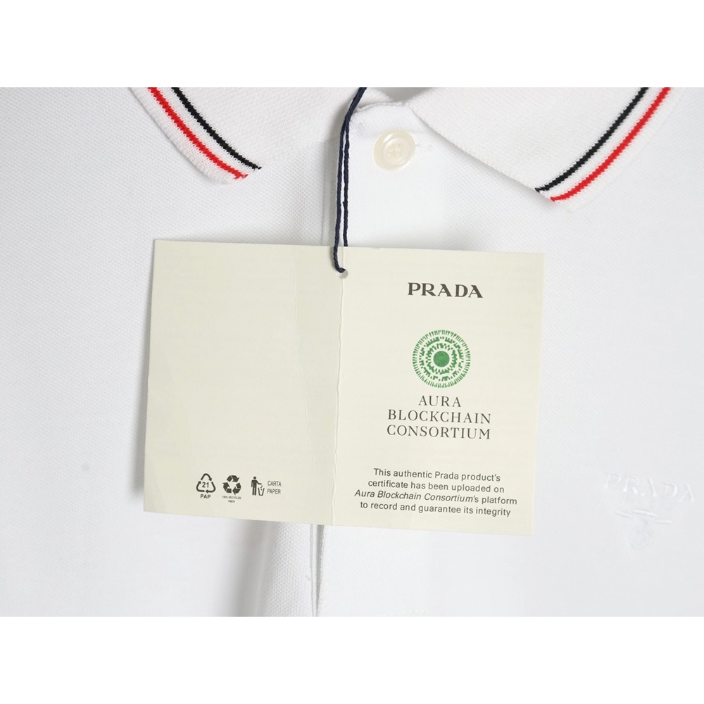 Prada small embroidered logo red edge shortsleeved polo shirt,Prada Shirt,Shirt,APPAREL