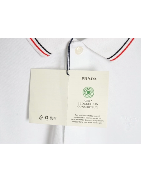 Prada small embroidered logo red edge shortsleeved polo shirt,Prada Shirt,Shirt,APPAREL