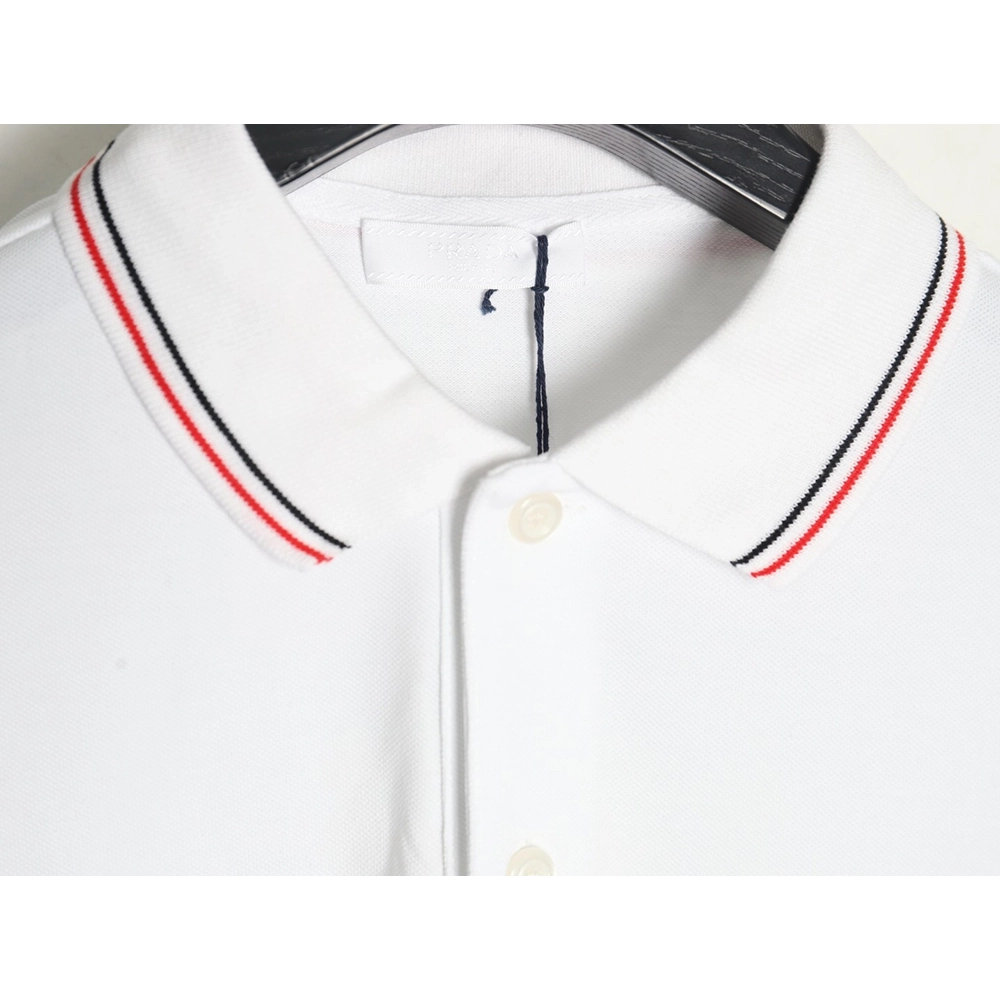 Prada small embroidered logo red edge shortsleeved polo shirt,Prada Shirt,Shirt,APPAREL
