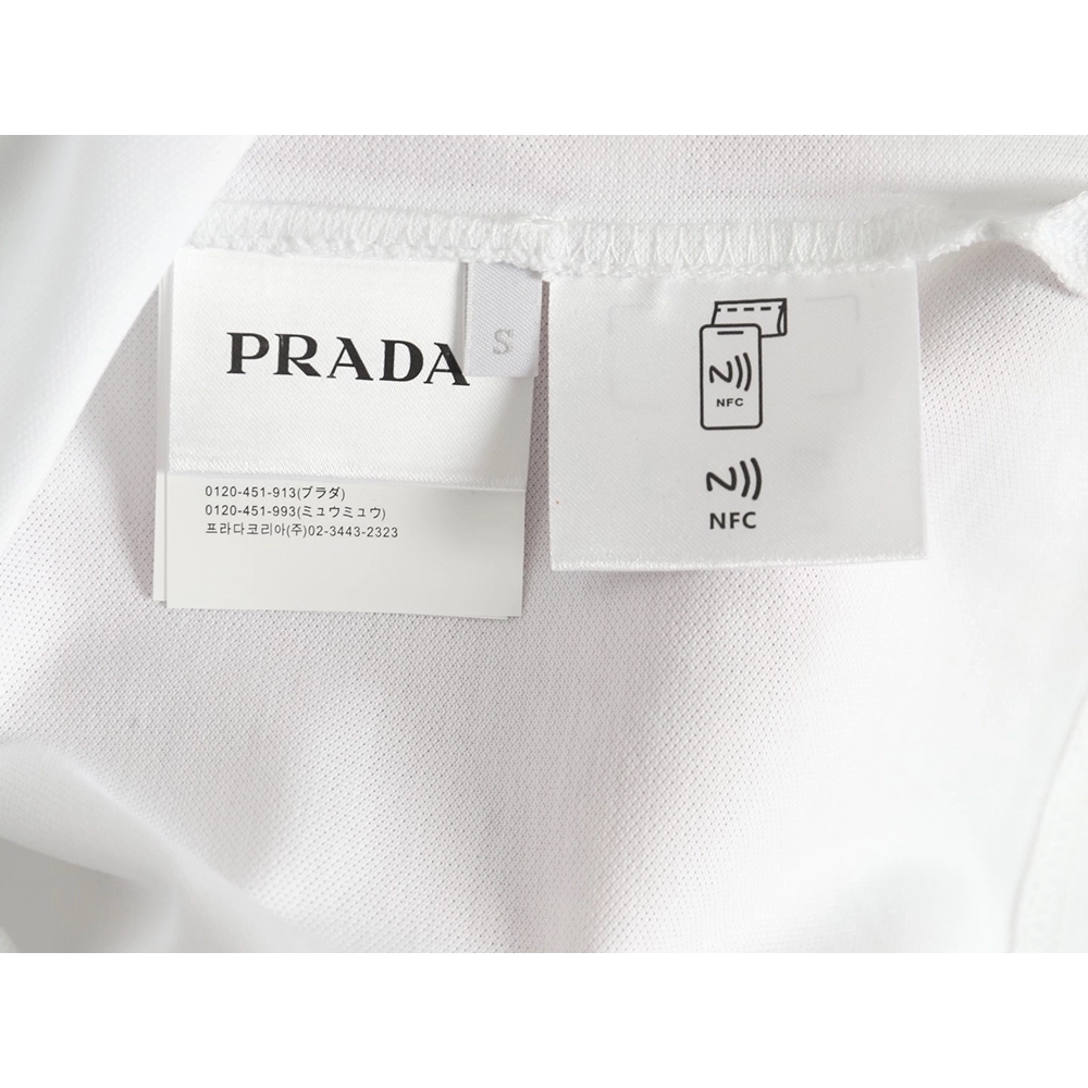 Prada small embroidered logo red edge shortsleeved polo shirt,Prada Shirt,Shirt,APPAREL