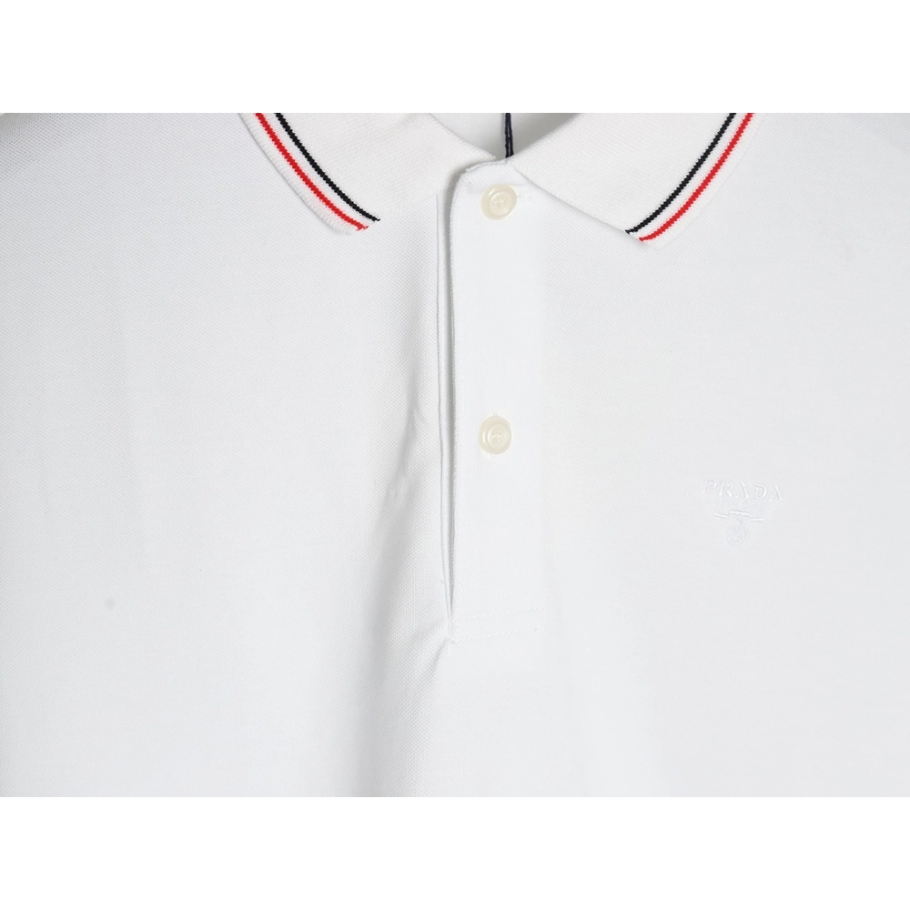 Prada small embroidered logo red edge shortsleeved polo shirt,Prada Shirt,Shirt,APPAREL