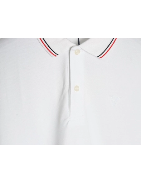 Prada small embroidered logo red edge shortsleeved polo shirt,Prada Shirt,Shirt,APPAREL