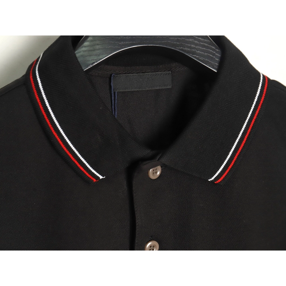 Prada small embroidered logo red edge shortsleeved polo shirt,Prada Shirt,Shirt,APPAREL