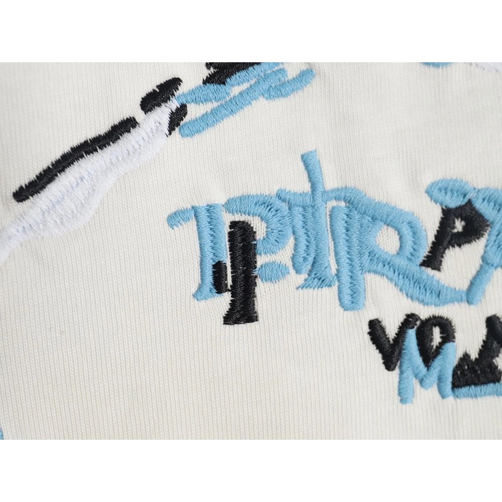 Prada Overlapping Logo Lettering Embroidered Short Sleeve TShirt,Prada T Shirt,Tshirt,APPAREL