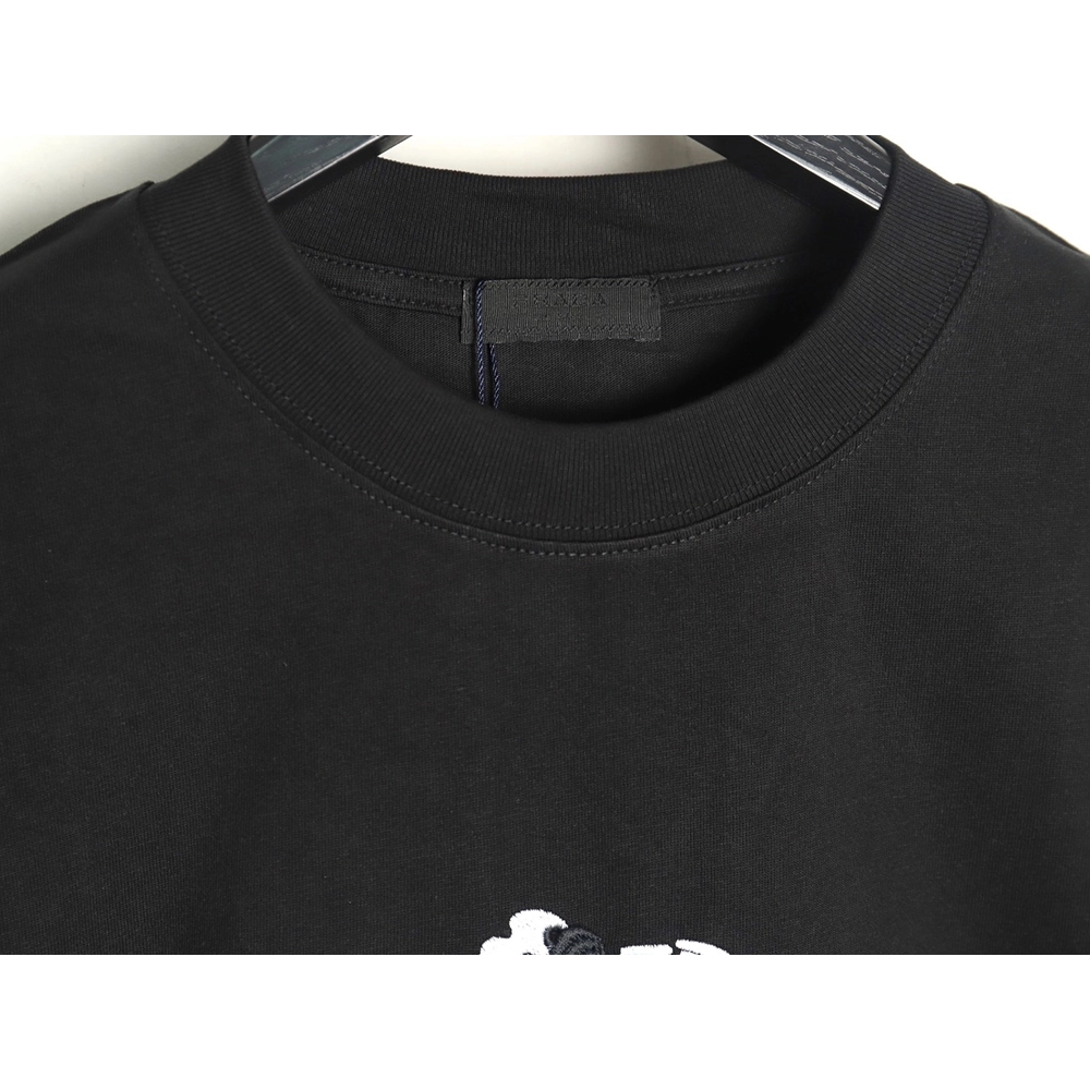 Prada Overlapping Logo Lettering Embroidered Short Sleeve TShirt,Prada T Shirt,Tshirt,APPAREL