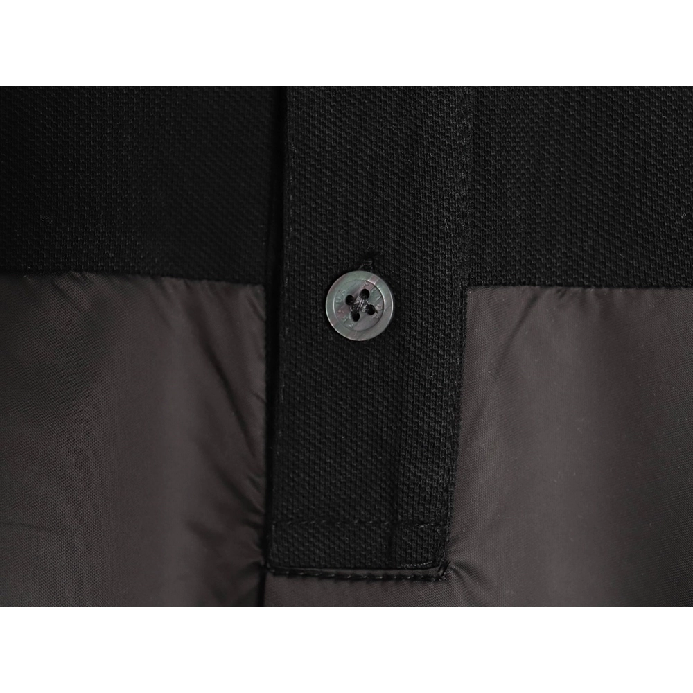 Prada triangle logo nylon patchwork Polo short sleeve,Prada Shirt,Shirt,APPAREL