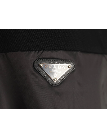 Prada triangle logo nylon patchwork Polo short sleeve,Prada Shirt,Shirt,APPAREL