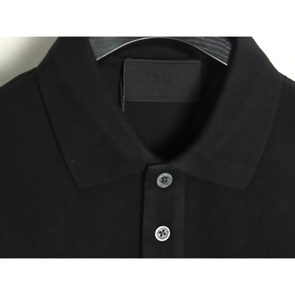 Prada triangle logo nylon patchwork Polo short sleeve,Prada Shirt,Shirt,APPAREL