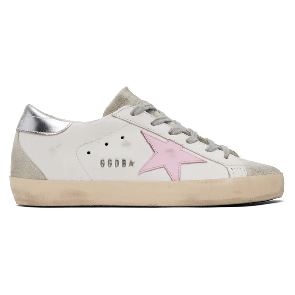 Golden Goose White &amp; Pink Super-Star Sneakers,GOLDEN GOOSE