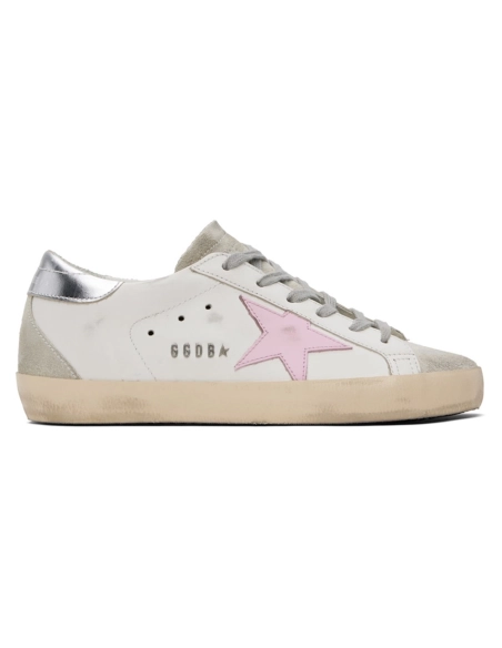 Golden Goose White &amp; Pink Super-Star Sneakers,GOLDEN GOOSE