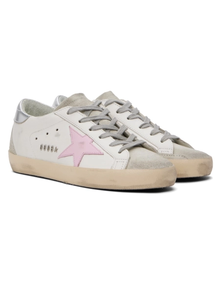 Golden Goose White &amp; Pink Super-Star Sneakers,GOLDEN GOOSE