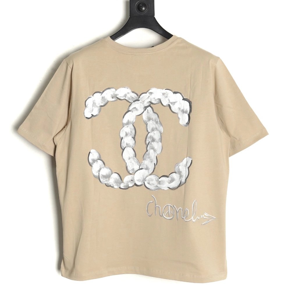 Chanel hand-painted graffiti letters short sleeve,Chanel