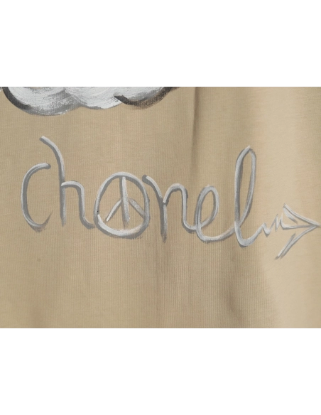 Chanel hand-painted graffiti letters short sleeve,Chanel