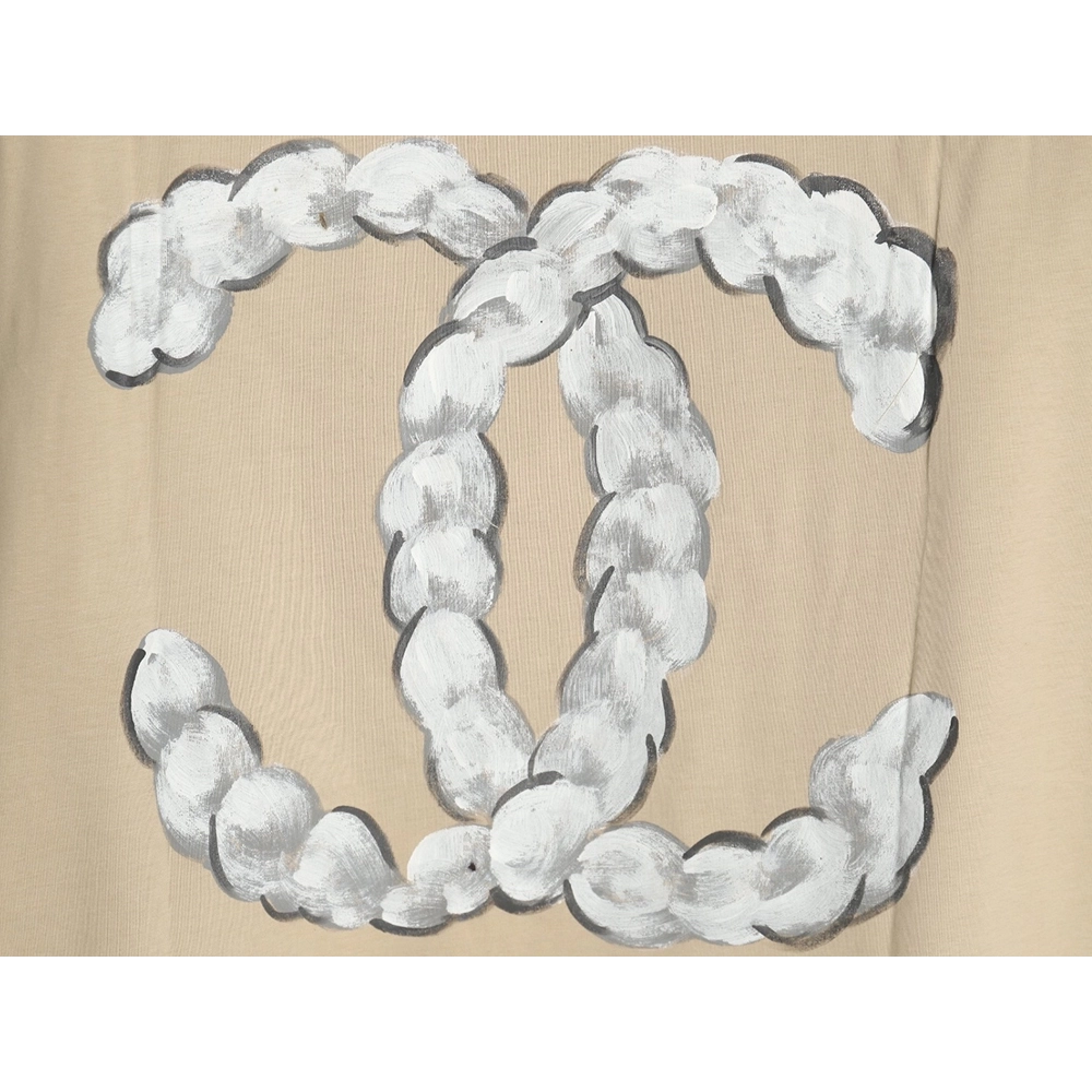 Chanel hand-painted graffiti letters short sleeve,Chanel