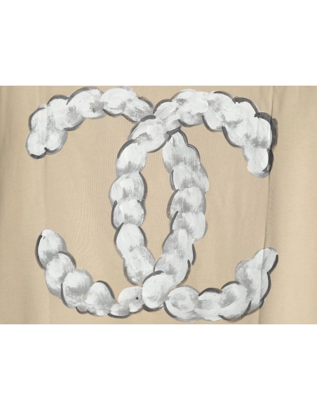 Chanel hand-painted graffiti letters short sleeve,Chanel