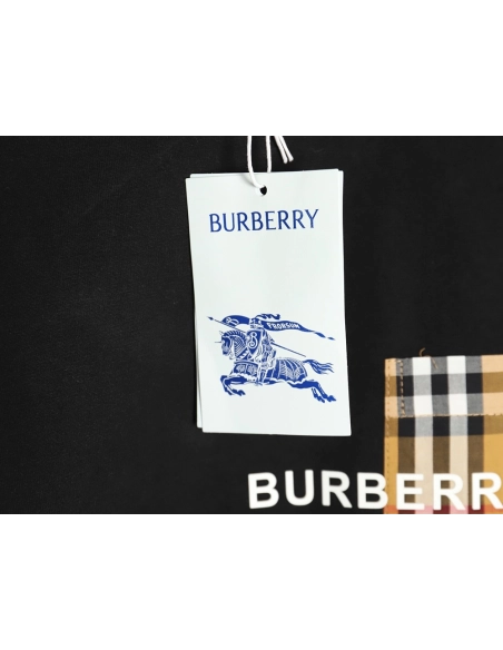 Burberry Check Pocket Taped Letters Short Sleeves TSK1,Burberry