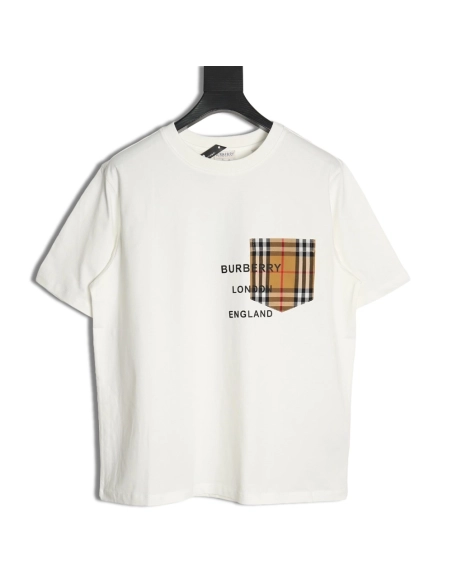 Burberry Check Pocket Taped Letters Short Sleeves,Burberry
