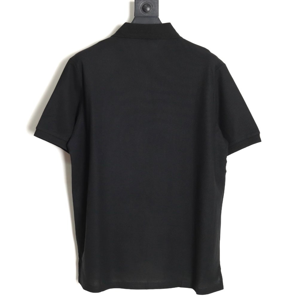 Burberry Button BT Logo Short Sleeve Polo Shirt Black,Burberry