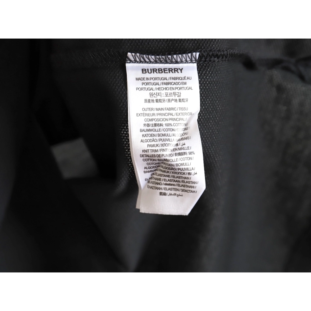 Burberry Button BT Logo Short Sleeve Polo Shirt Black,Burberry