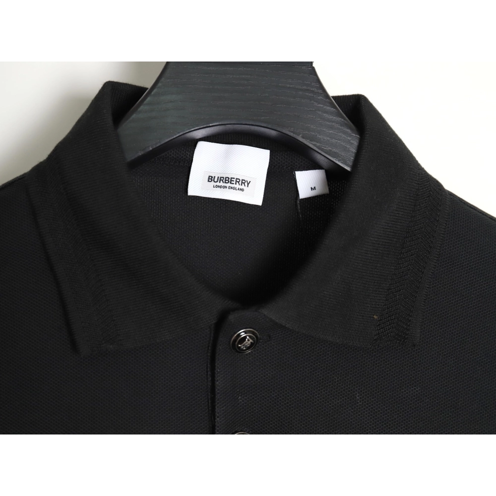 Burberry Button BT Logo Short Sleeve Polo Shirt Black,Burberry