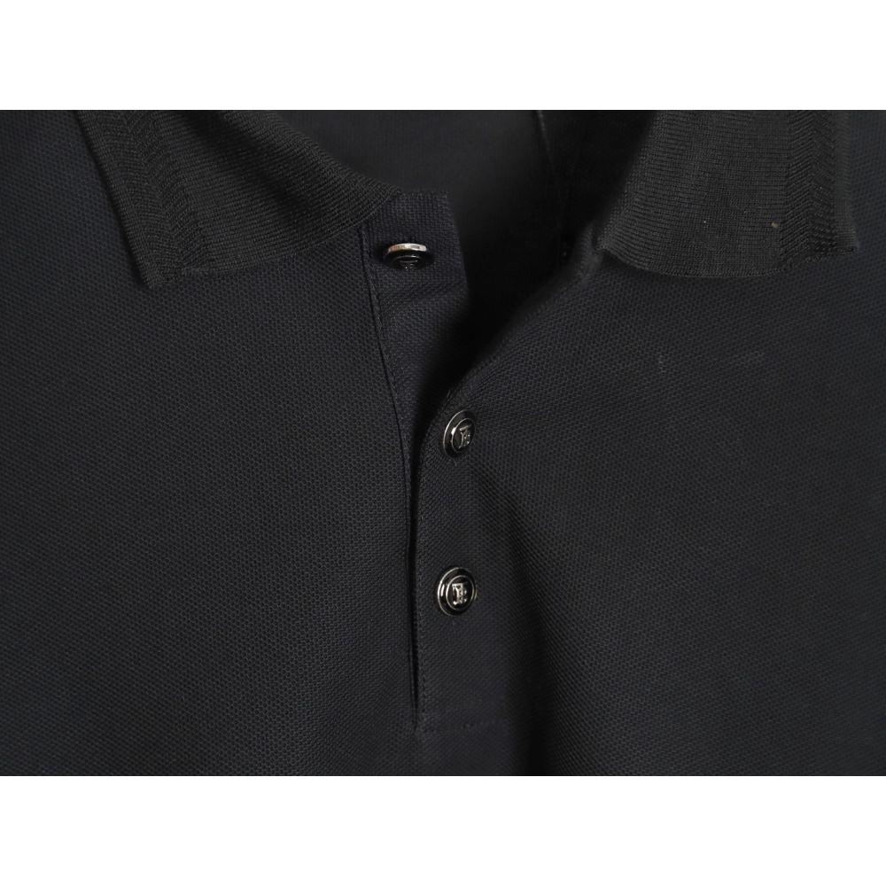Burberry Button BT Logo Short Sleeve Polo Shirt Black,Burberry